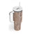 Polynesia Plumeria Lei Tumbler With Handle Beige Curves Motif