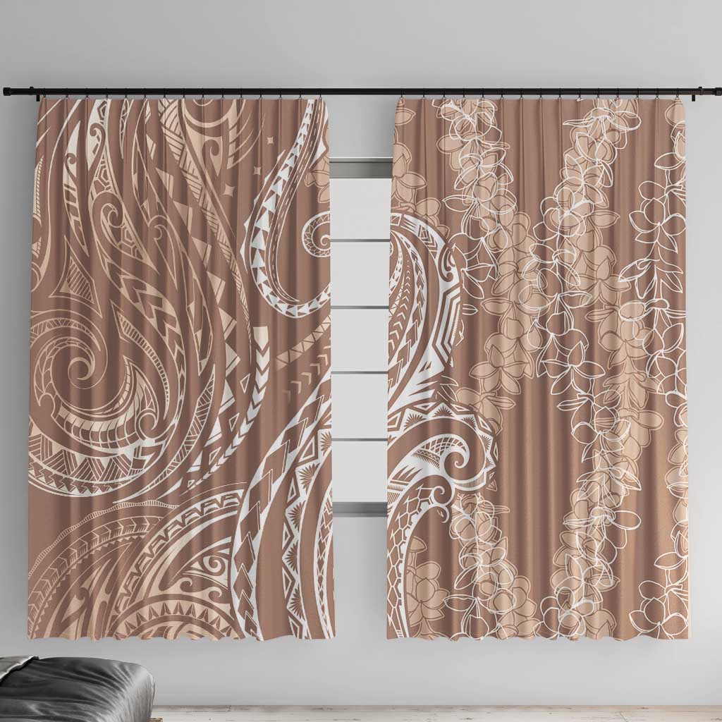 Polynesia Plumeria Lei Window Curtain Beige Curves Motif
