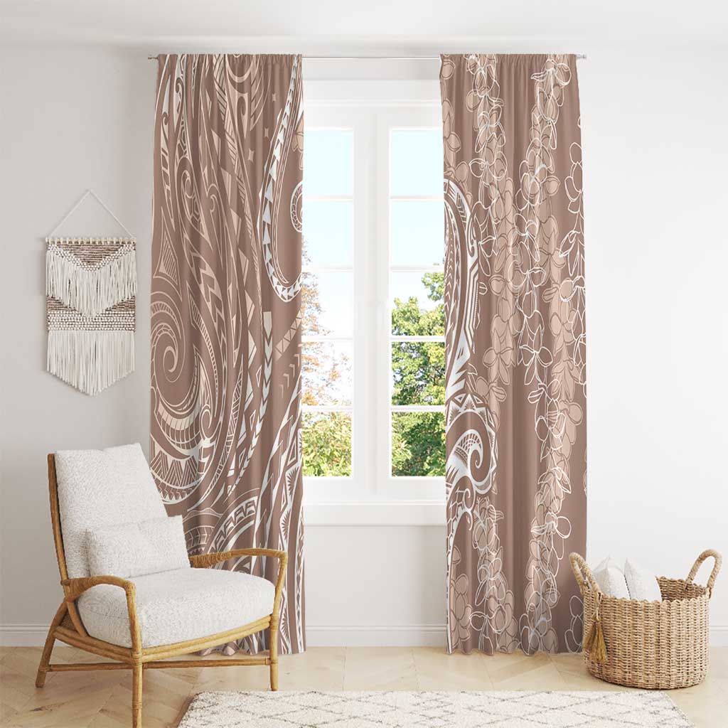 Polynesia Plumeria Lei Window Curtain Beige Curves Motif