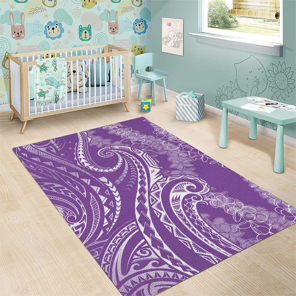 Polynesia Plumeria Lei Area Rug Periwinkle Curves Motif