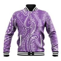 Polynesia Plumeria Lei Baseball Jacket Periwinkle Curves Motif