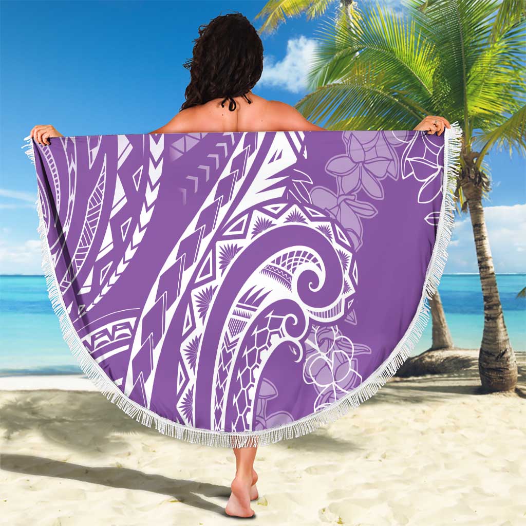 Polynesia Plumeria Lei Beach Blanket Periwinkle Curves Motif