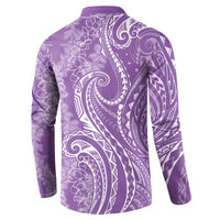 Polynesia Plumeria Lei Button Sweatshirt Periwinkle Curves Motif