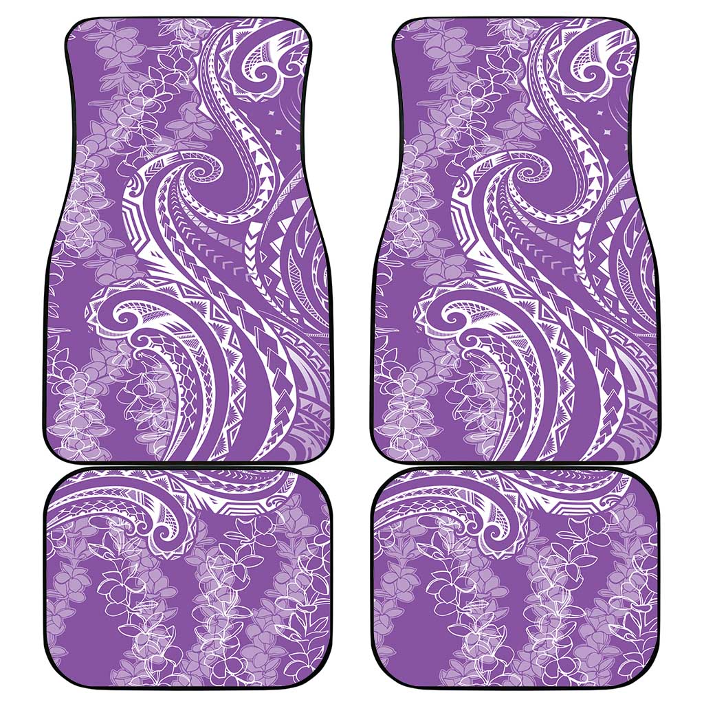 Polynesia Plumeria Lei Car Mats Periwinkle Curves Motif