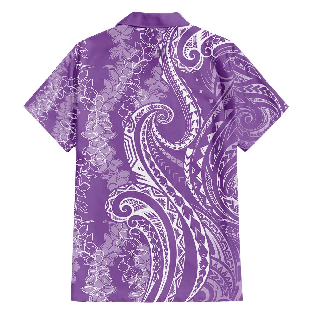 Polynesia Plumeria Lei Family Matching Off Shoulder Maxi Dress and Hawaiian Shirt Periwinkle Curves Motif LT7 - Polynesian Pride