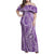 Polynesia Plumeria Lei Family Matching Off Shoulder Maxi Dress and Hawaiian Shirt Periwinkle Curves Motif