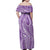 Polynesia Plumeria Lei Family Matching Off Shoulder Maxi Dress and Hawaiian Shirt Periwinkle Curves Motif