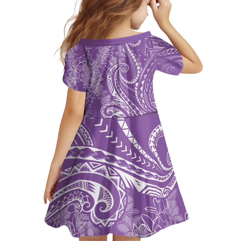 Polynesia Plumeria Lei Family Matching Off Shoulder Short Dress and Hawaiian Shirt Periwinkle Curves Motif LT7 - Polynesian Pride