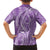 Polynesia Plumeria Lei Family Matching Short Sleeve Bodycon Dress and Hawaiian Shirt Periwinkle Curves Motif