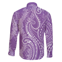 Polynesia Plumeria Lei Family Matching Summer Maxi Dress and Hawaiian Shirt Periwinkle Curves Motif LT7 - Polynesian Pride