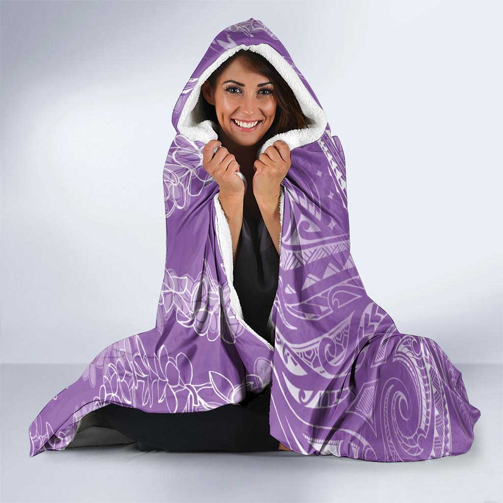 Polynesia Plumeria Lei Hooded Blanket Periwinkle Curves Motif