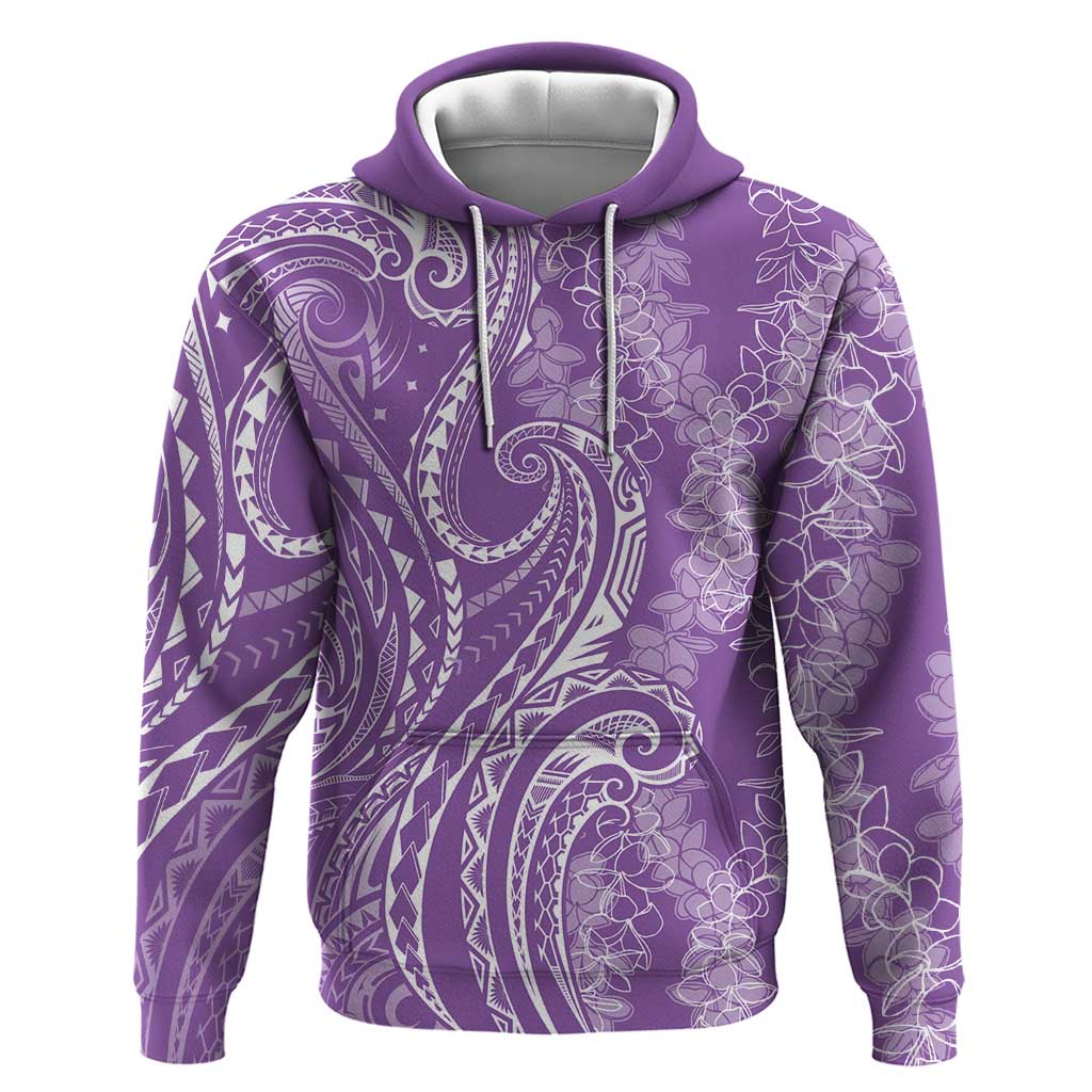 Polynesia Plumeria Lei Hoodie Periwinkle Curves Motif