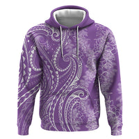 Polynesia Plumeria Lei Hoodie Periwinkle Curves Motif