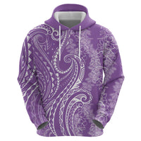 Polynesia Plumeria Lei Hoodie Periwinkle Curves Motif