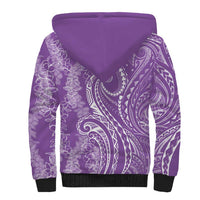 Polynesia Plumeria Lei Sherpa Hoodie Periwinkle Curves Motif