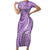 Polynesia Plumeria Lei Short Sleeve Bodycon Dress Periwinkle Curves Motif