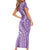 Polynesia Plumeria Lei Short Sleeve Bodycon Dress Periwinkle Curves Motif