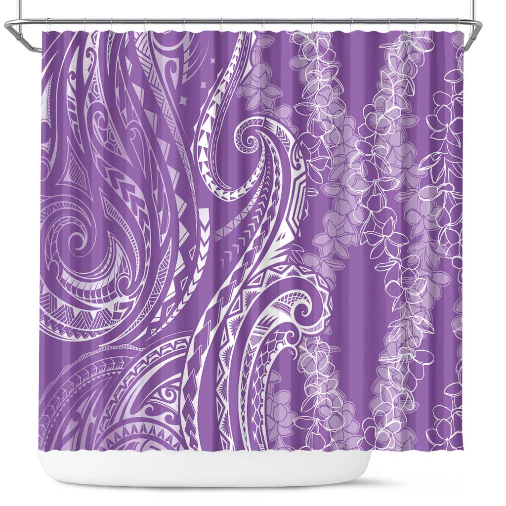Polynesia Plumeria Lei Shower Curtain Periwinkle Curves Motif