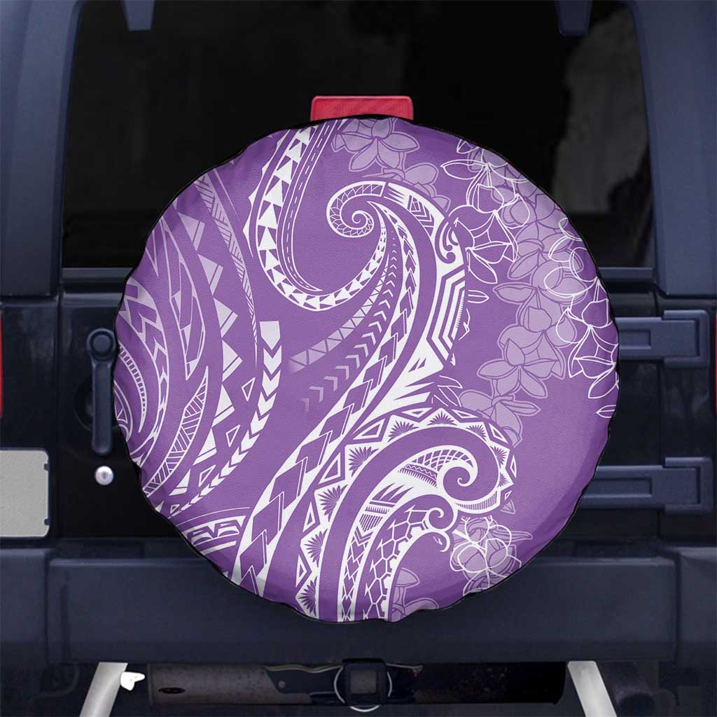 Polynesia Plumeria Lei Spare Tire Cover Periwinkle Curves Motif