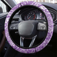 Polynesia Plumeria Lei Steering Wheel Cover Periwinkle Curves Motif