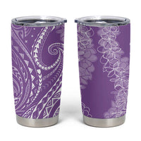 Polynesia Plumeria Lei Tumbler Cup Periwinkle Curves Motif