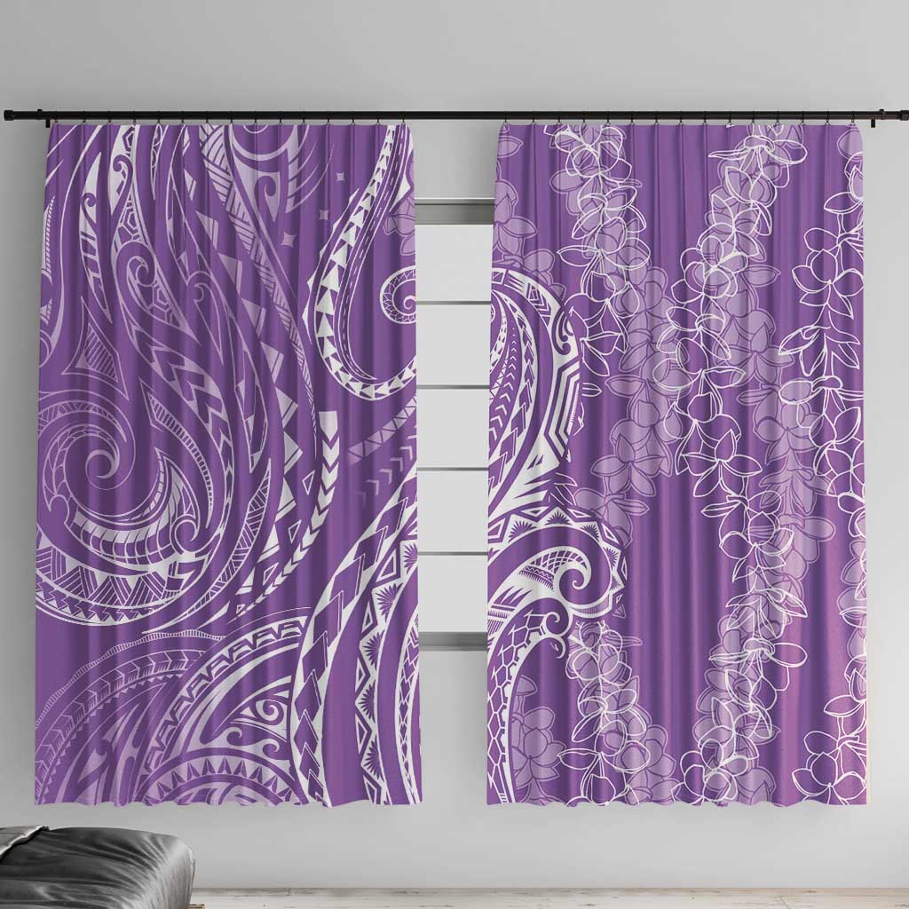 Polynesia Plumeria Lei Window Curtain Periwinkle Curves Motif