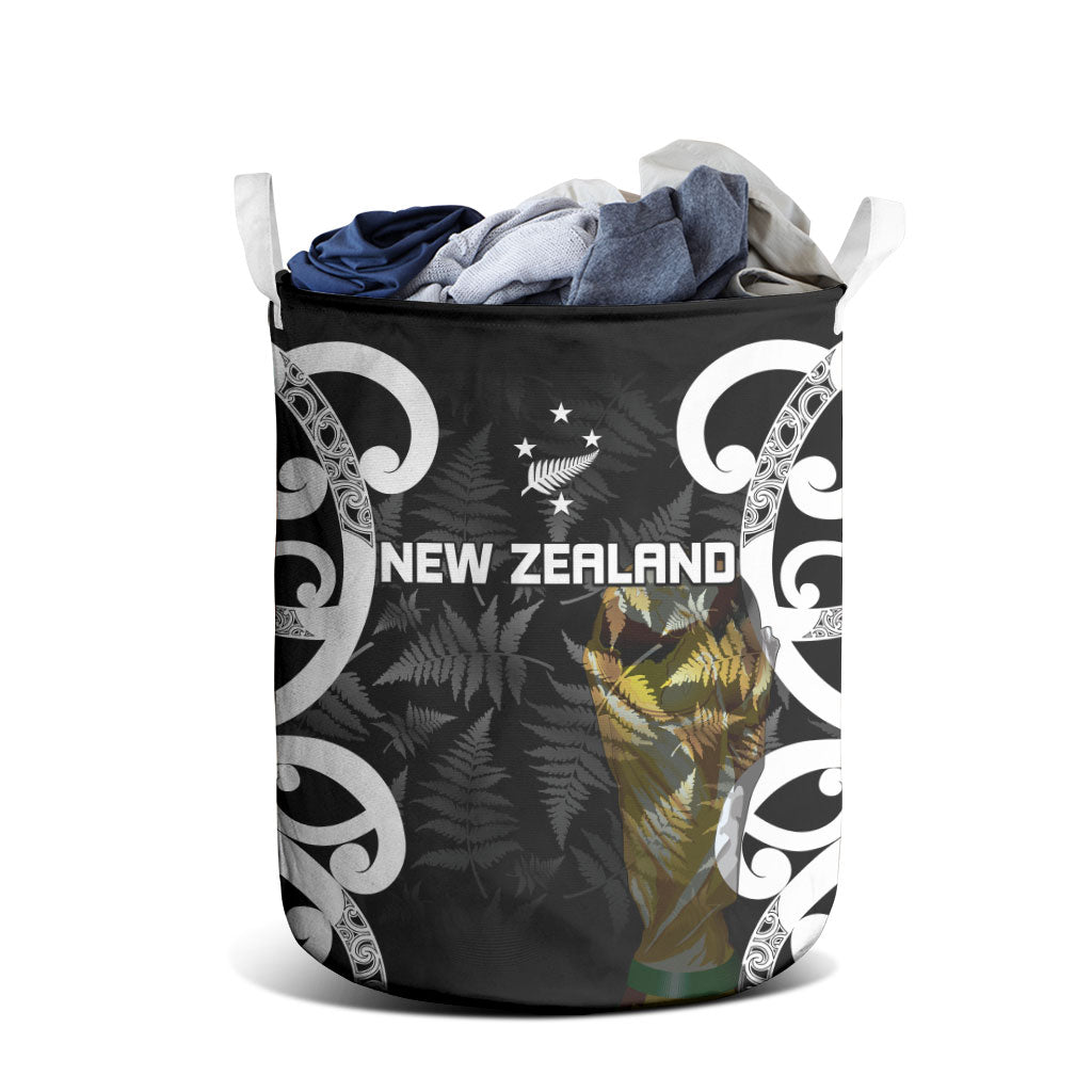 New Zealand WC2026 Black Laundry Basket Silver Fern