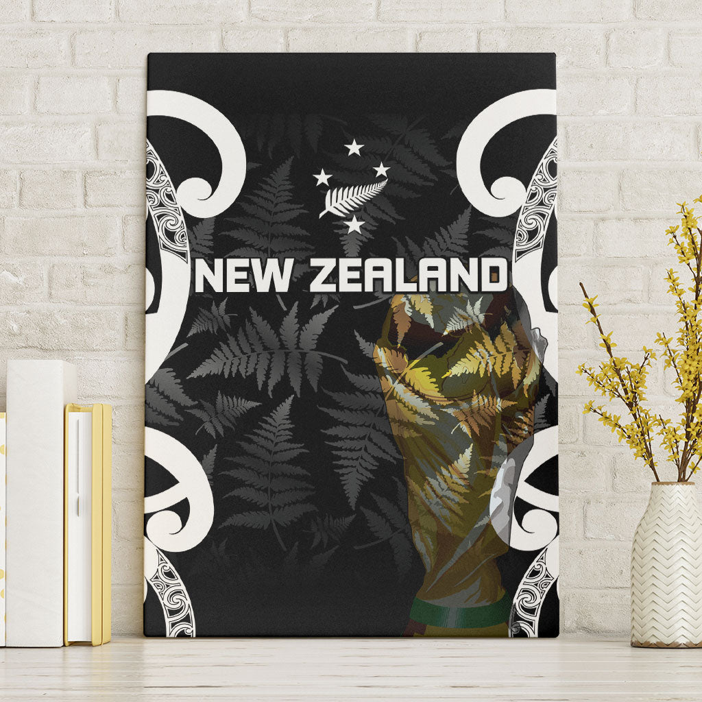 New Zealand WC2026 Black Canvas Wall Art Silver Fern LT7 Without Frame Black - Polynesian Pride