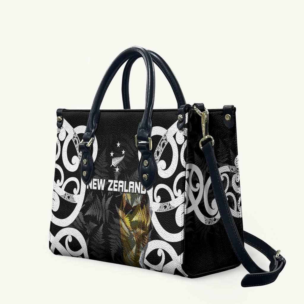 New Zealand WC2026 Black Leather Bag Silver Fern