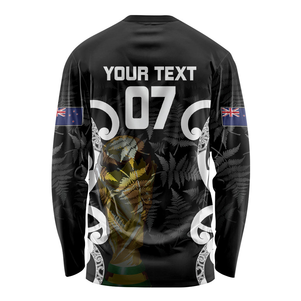 New Zealand WC2026 Custom Black Long Sleeve Shirt Silver Fern