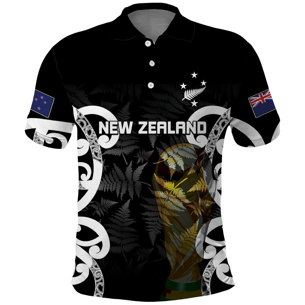 New Zealand Football WC2026 Custom Black Polo Shirt Silver Fern LT7 Black - Polynesian Pride