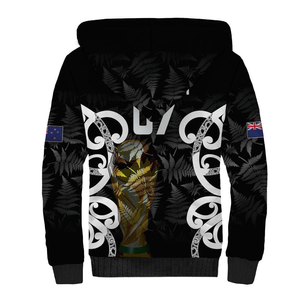 New Zealand WC2026 Custom Black Sherpa Hoodie Silver Fern LT7 - Polynesian Pride