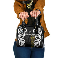 New Zealand WC2026 Black Shoulder Handbag Silver Fern