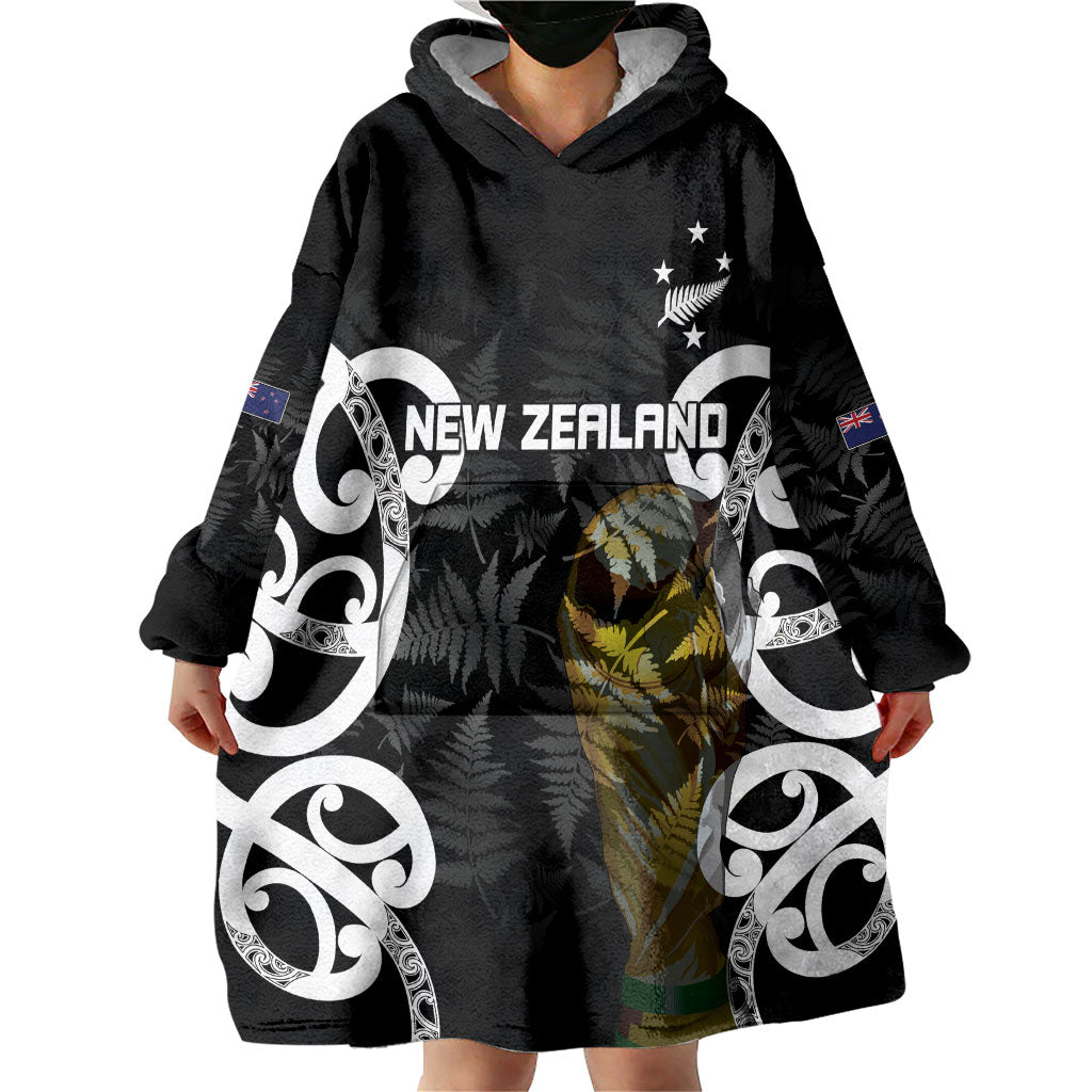 New Zealand WC2026 Custom Black Wearable Blanket Hoodie Silver Fern