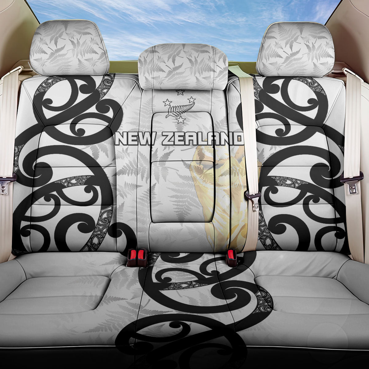 New Zealand WC2026 White Back Car Seat Cover Silver Fern