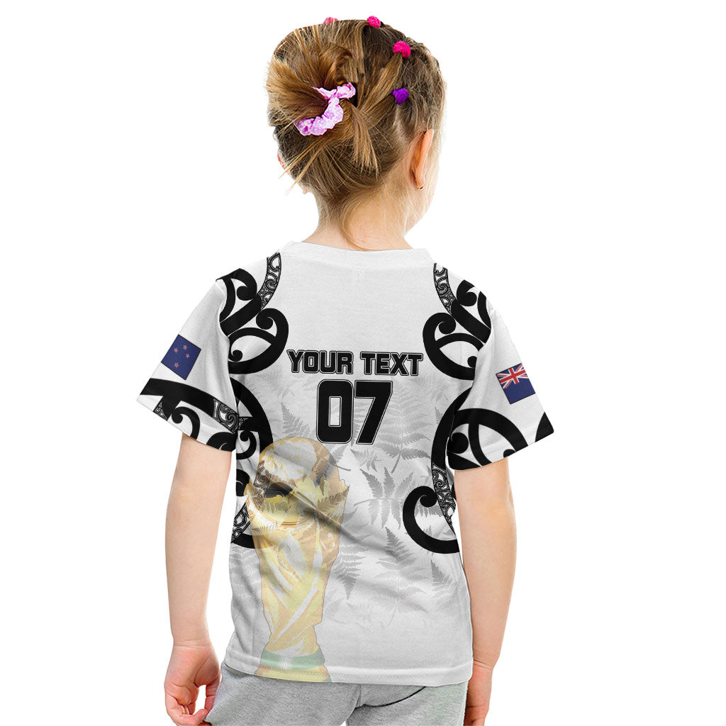 New Zealand WC2026 Custom White Kid T Shirt Silver Fern