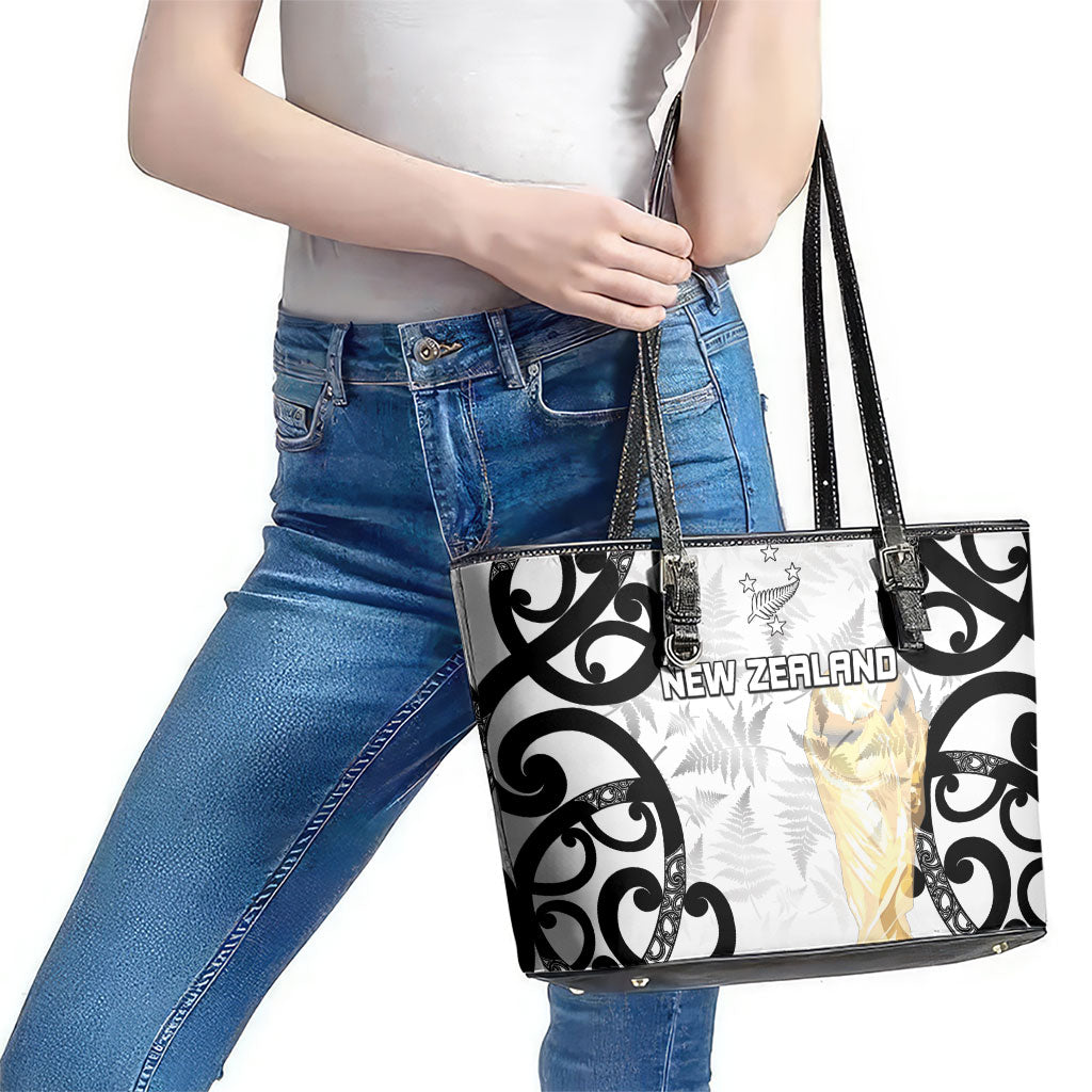 New Zealand WC2026 White Leather Tote Bag Silver Fern