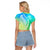 Polynesian Pride Raglan Cropped T Shirt Turtle Hibiscus Luxury Style - Gradient Blue LT7 - Polynesian Pride