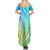 Polynesian Pride Summer Maxi Dress Turtle Hibiscus Luxury Style - Gradient Blue LT7 - Polynesian Pride