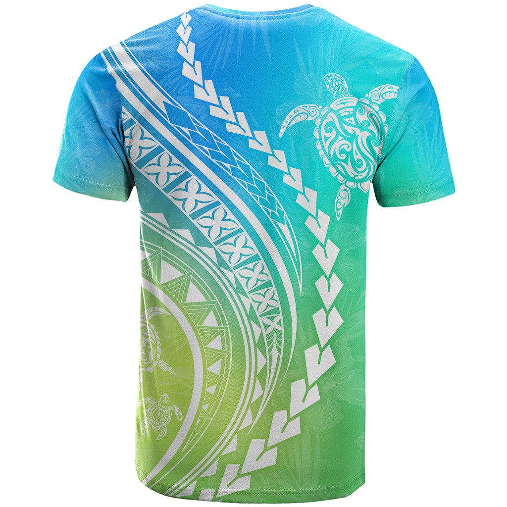 Polynesian Pride T Shirt Turtle Hibiscus Luxury Style - Gradient Blue LT7 - Polynesian Pride
