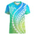 Polynesian Pride Women V Neck T Shirt Turtle Hibiscus Luxury Style - Gradient Blue LT7 Female Blue Green - Polynesian Pride