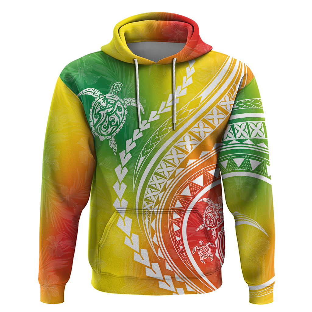 Polynesian Pride Hoodie Turtle Hibiscus Luxury Style - Reggae LT7 Reggae - Polynesian Pride