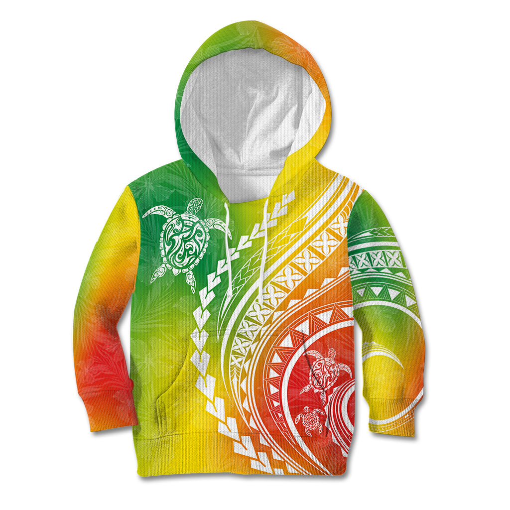 Polynesian Pride Kid Hoodie Turtle Hibiscus Luxury Style - Reggae LT7 Hoodie Reggae - Polynesian Pride