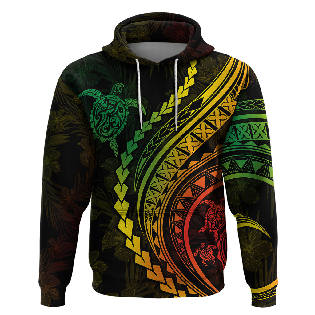 Polynesian Pride Hoodie Turtle Hibiscus Luxury Style - Reggae Ver2 LT7 Reggae - Polynesian Pride