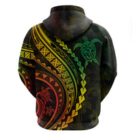 Polynesian Pride Hoodie Turtle Hibiscus Luxury Style - Reggae Ver2 LT7 - Polynesian Pride