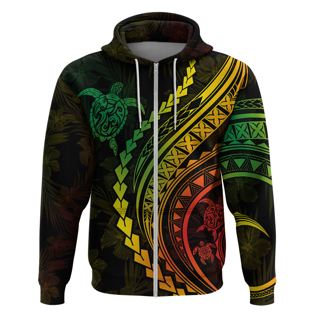 Polynesian Pride Hoodie Turtle Hibiscus Luxury Style - Reggae Ver2 LT7 - Polynesian Pride