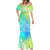 Polynesia Mermaid Dress Plumeria Blue Gradient Curves LT7 - Polynesian Pride