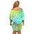 Polynesia Off Shoulder Short Dress Plumeria Blue Gradient Curves LT7 - Polynesian Pride