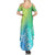 Polynesia Summer Maxi Dress Plumeria Blue Gradient Curves LT7 - Polynesian Pride