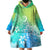 Polynesia Wearable Blanket Hoodie Plumeria Blue Gradient Curves LT7 - Polynesian Pride